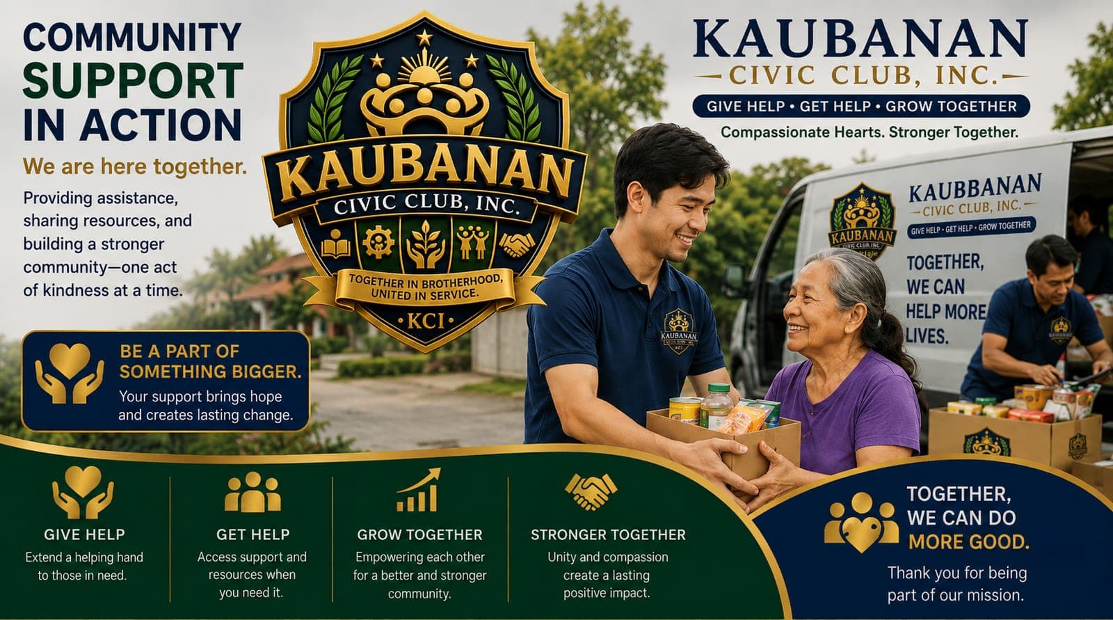 Kaubanan members and volunteers working side-by-side during a community outreach.